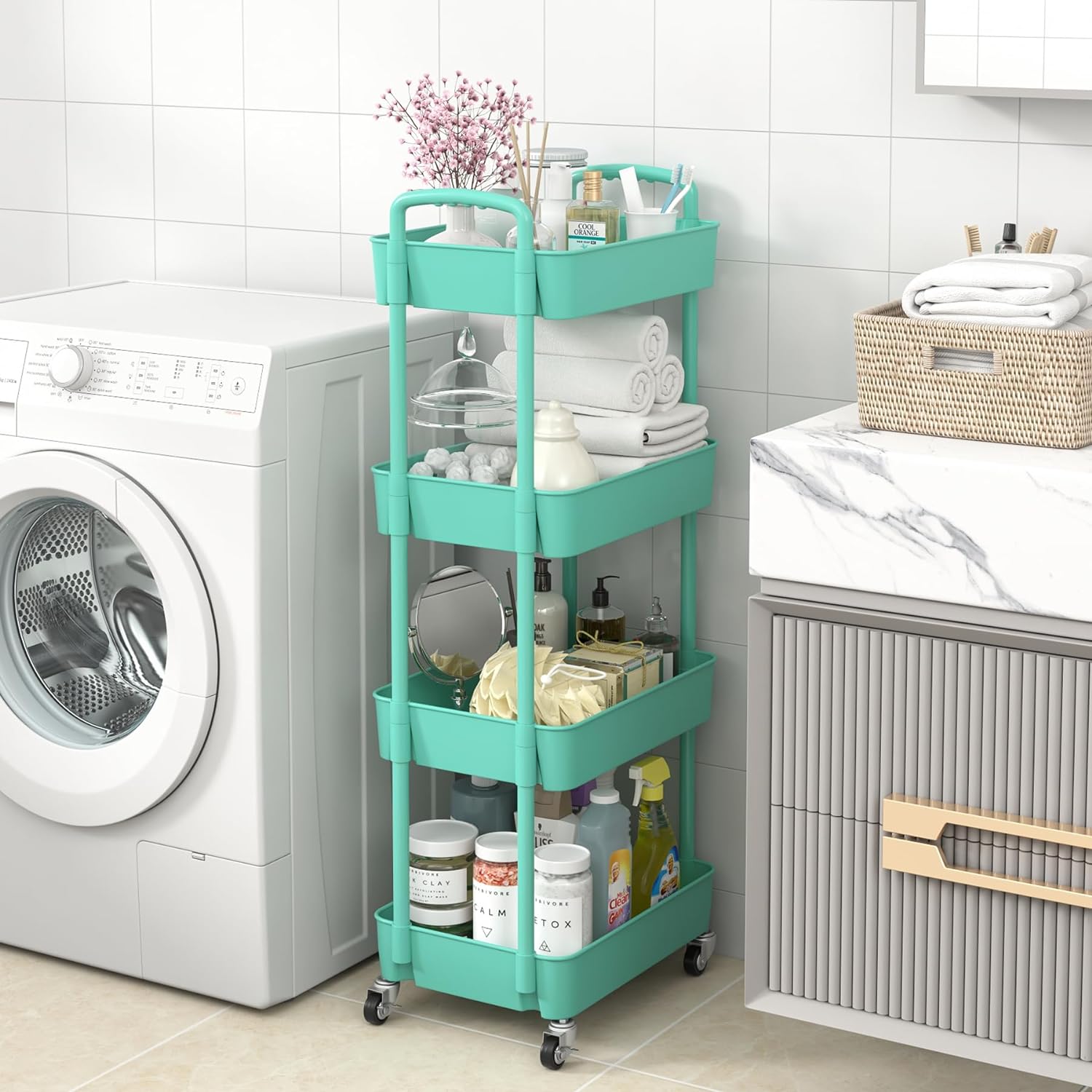 Plastic Rolling Utility Cart, Storage Trolley, Movable Storage Organizer, Storage Cart -3 Tier Plastic Rolling Utility Cart, Storage Trolley, Movable Storage Organizer, Storage Cart -3 Tier